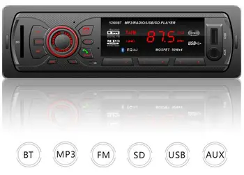 

50pcs 12V 1 DIN In Dash Bluetooth Auto Car Radio Stereo MP3 Audio Player FM Aux Input Receiver Support USB 1260bt