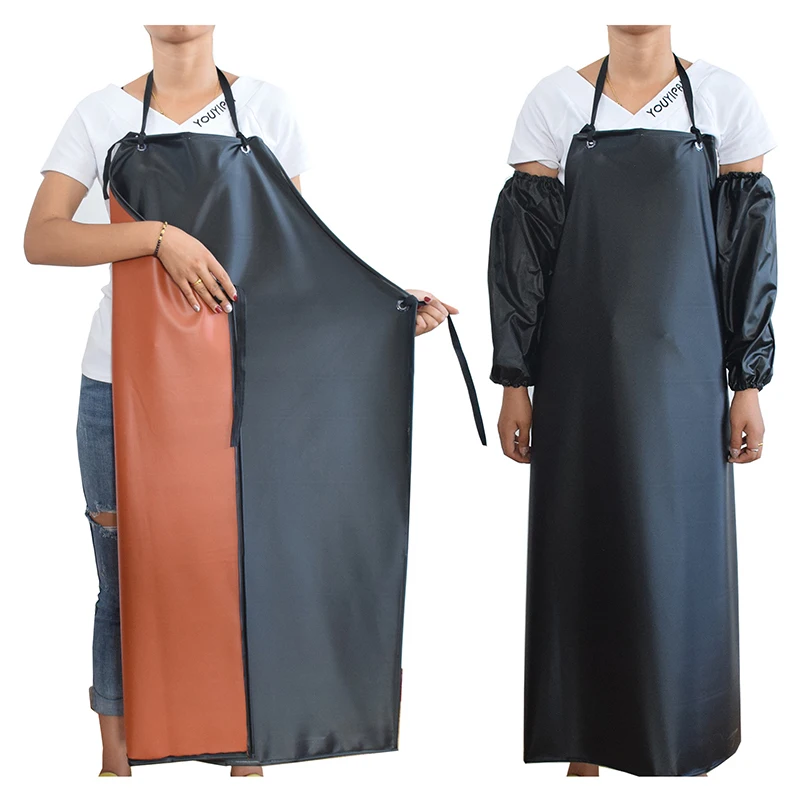 Double Layers Thickened Apron Kitchen Waterproof Vinyl Apron Chemical Resistant PVC Aprons for Dishwashing Fishing Lab