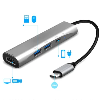 

USB Type C To HDMI Digital AV Multiport Hub USB3.1 Adapter PD Charger For Laptop Notebook 407#2