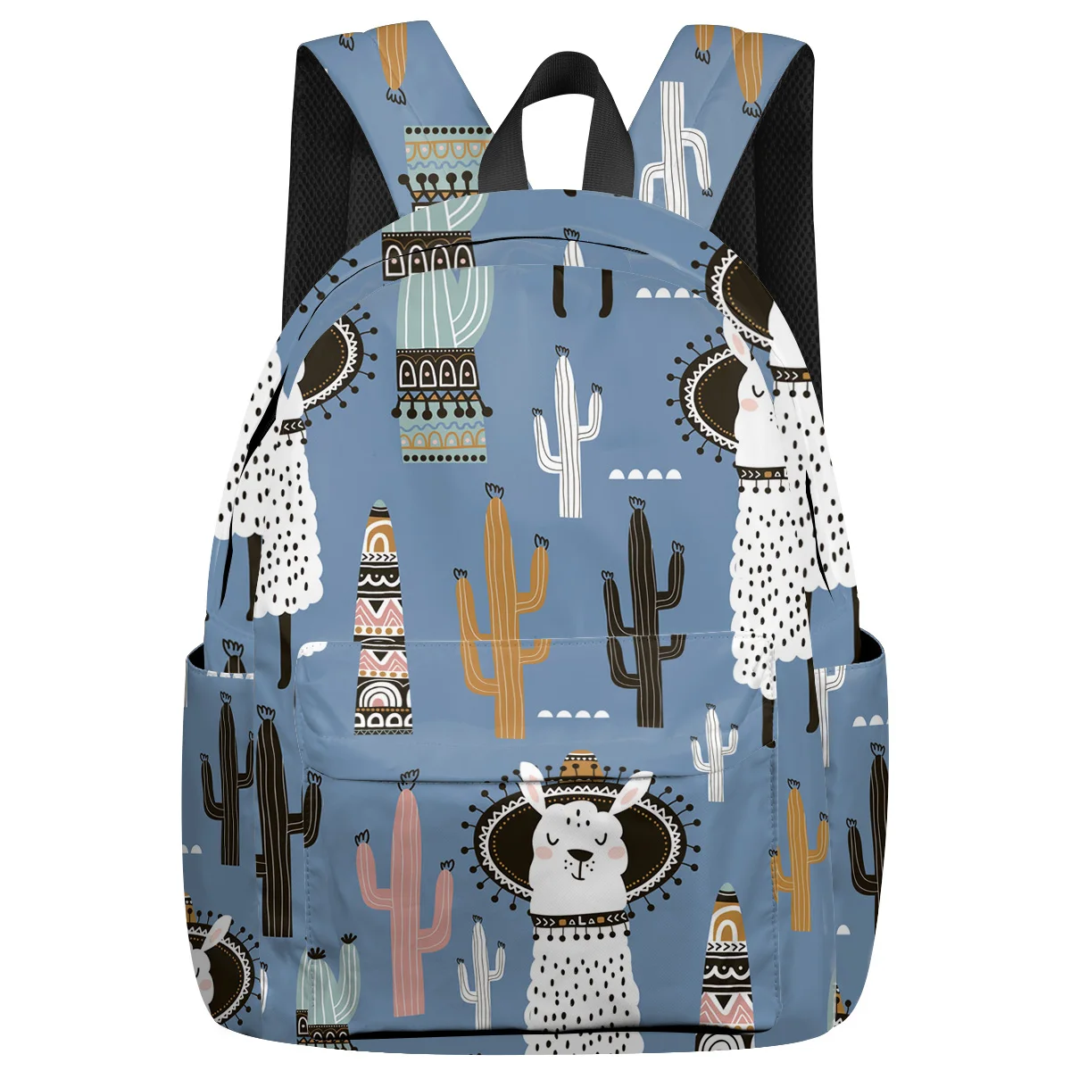 

WHEREISART Nordic Cactus Alpaca Backpacks Scratch Resistant Shoes Compartment Independence Day Laptop Backpacks School Book Bags