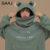 Frog Hoodie Women Thick Fleece Embroidery Letters Autumn Loose Sweatshirt Harajuku Rabbit Bunny Oversize Pullover Female Hooded ► Photo 1/6