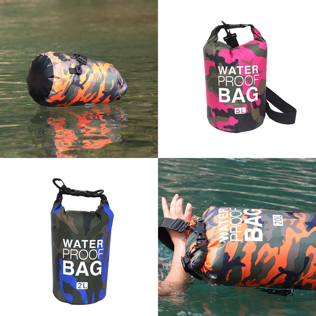 2/5/10/15L Outdoor Camouflage Waterproof Dry Bags Portable Rafting Diving Dry Bag Sack PVC Swimming Bags for River Trekking