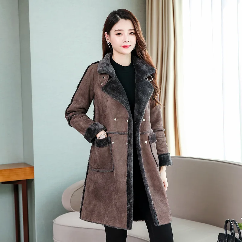 

Lambs Wool Coat Women's Winter 2019 New Style Korean-style Loose-Fit Fur Cotton-padded Jacket Mid-length Deerskin Velvet Cotton