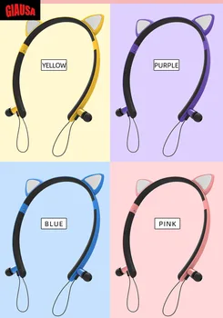 

Hair Band Glowing Wireless Cat Ears Cartoon Cute Magnetic Head-mounted Bluetooth Headset High Battery Life Beautiful Girl