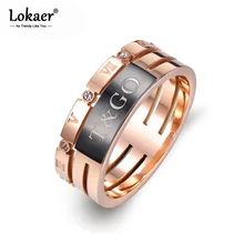 Lokaer, классические ювелирные изделия из нержавеющей стали, мозаика, австрийские кристаллы, римские цифры, кольца для невесты, свадьбы, помолвки, R17036