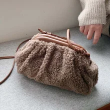 Новое поступление, зимние плюшевые женские сумки через плечо, модные женские сумки, сумки через плечо с облаками, сумка через плечо для диких девушек