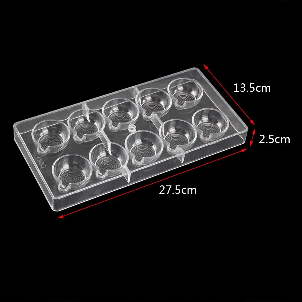 DIY 3D cup shape Polycarbonate Chocolate bar Mold Candy Food Grade bakeware PC Chocolate Mould jelly Tray baking Pastry Tool