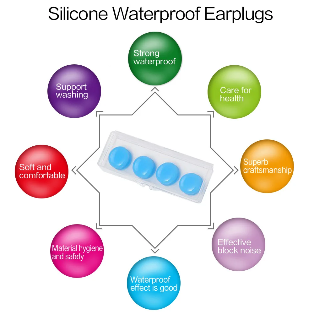 4Pieces Silicone Environmental Ear plugs Waterproof Dust-Proof Earplugs Soft Ear Plugs Diving Swimming Flying Shower Accessories