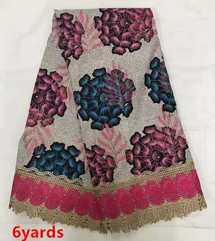 

Onsale High Quality Embroidered Wax cloth Lace Fabric fashion 2019 African cotton Wax cloth For women dress JFSE226