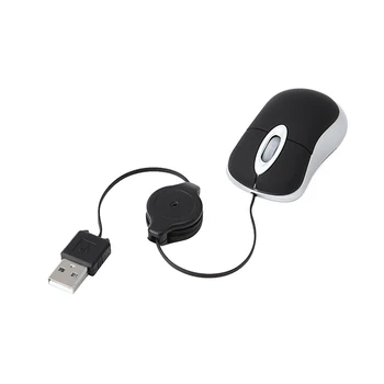 

Mini USB Wired Mouse Retractable Cable Tiny Small Mouse 1600 DPI Optical Compact Travel Mice for Windows 98 2000 XP Vista Ve