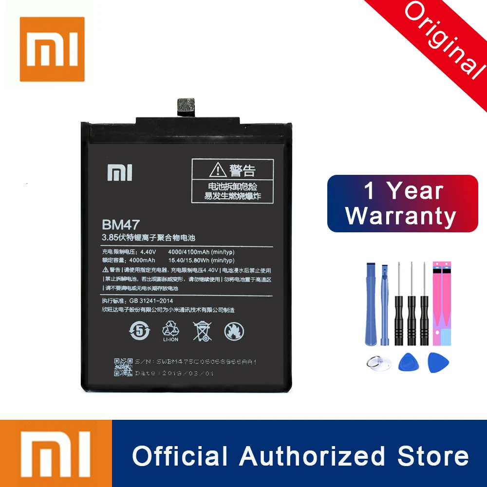 Xiao Mi 100% оригинал BM47 для Redmi 3 S 3X 4X pro Hongmi 4X4000 мАч реальная емкость перезаряжаемая