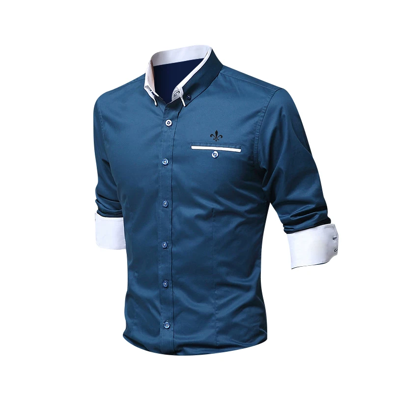 Мода Blusa Camisa Social Masculina Dudalina рубашка с длинным рукавом Slim Fit Мужская одежда с цветочным принтом пуловер Белый мужской холодный - Цвет: DCZ1306-GREEN