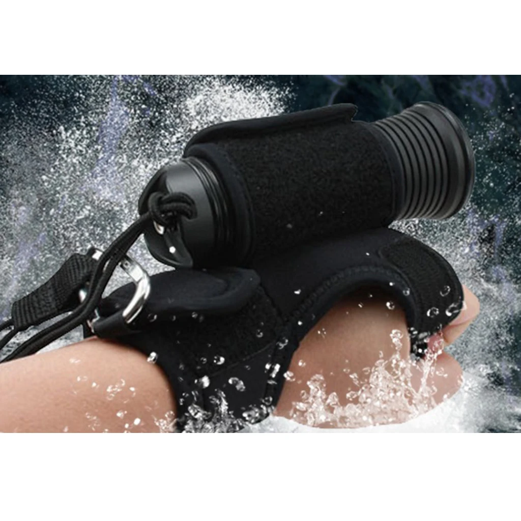 Scuba Diving Dive Underwater Torch LED Flashlight Hand Free Holder Glove Holster Hand Mount