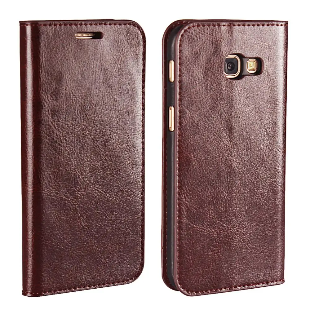 

Natural Genuine Leather Skin Flip Wallet Book Phone Case Cover On For Samsung Galaxy A A3 A5 3 5 2017 A320F A520F 16/32/64 GB