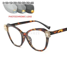 Алмазная кошка фотохромные очки для чтения женские сплав очки для компьютера прозрачная дальнозоркость для чтения очки FML