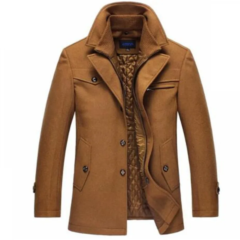 Тренч мужской зимний толстый ветровка длинное шерстяное пальто Casaco Masculino Palto Casaco Jaket мужской s 4XL шерстяной Тренч Куртки