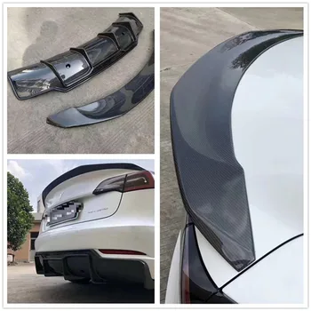 

Model 3 Carbon Fiber Rear Spoiler Wing Rear Diffuser Set for Tesla Model 3 2017-2019