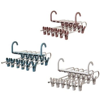 

Multi-function Pants Hanger Telescopic Foldable 6 Tier Trousers Drying Rack Clip