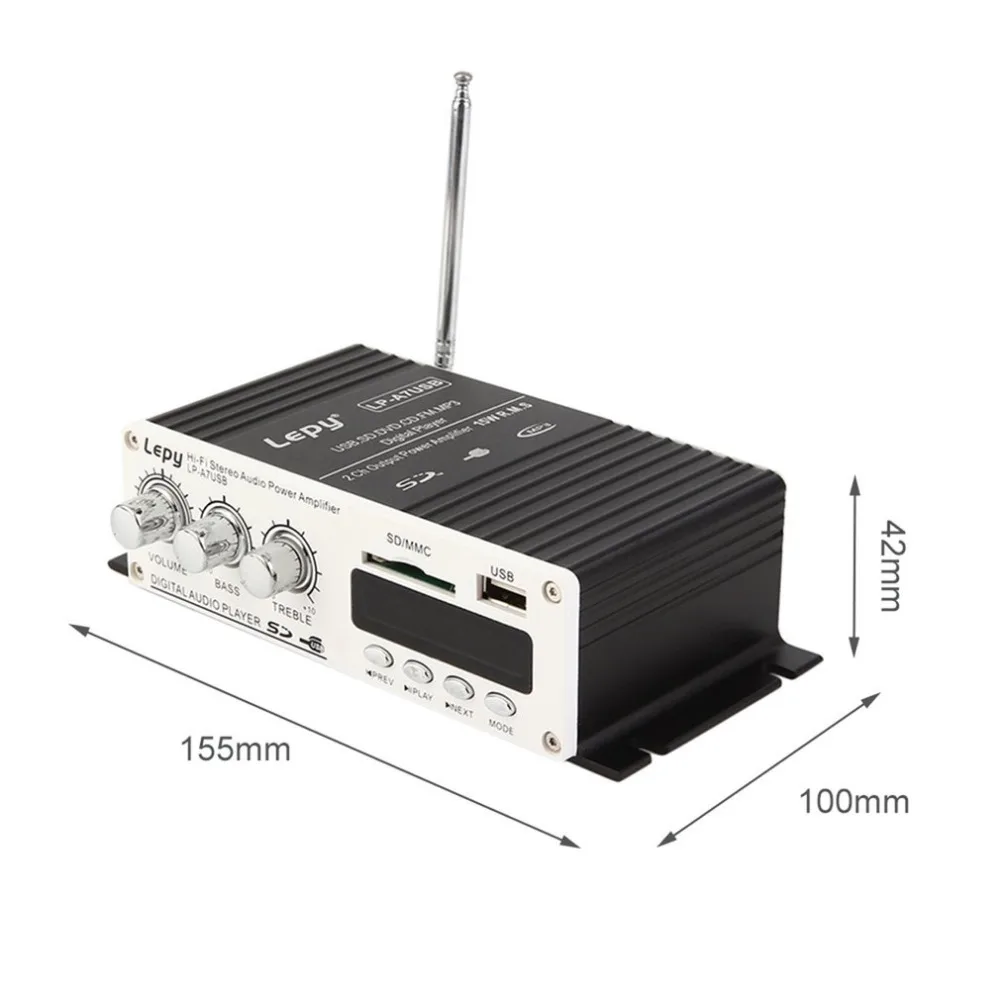 Автомобильный MP3 Hi-Fi стерео аудио усилитель домашний авто мотоцикл бас динамик Boostrer плеер с USB для порта DVD FM MMC 12 В