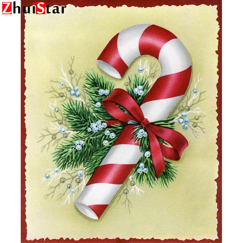 5D Diamond Embroidery Christmas - cane Handwork diamond painting Cross Stitch Drill Home full display square WHH | Дом и сад