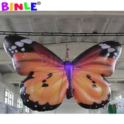 Aile de papillon gonflable géante suspendue avec éclairage Led, sortie d'usine Attractive, Animal de dessin animé pour décoration de scène de fête 