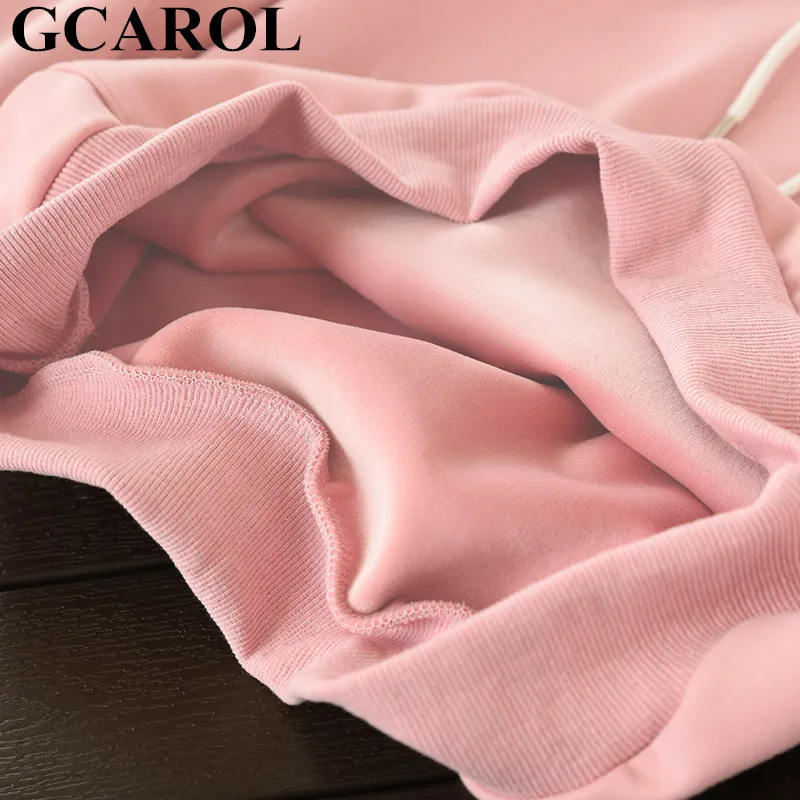 GCAROL Новая зимняя Женская флисовая толстовка Поддельные 2 шт. с капюшоном толстые негабаритных Водолазка пуловер с открытыми плечами уличная топы