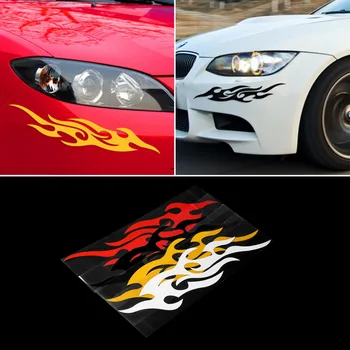 

2pcs Universal Car Sticker Styling Engine Hood Motorcycle Decal Decor Mural Vinyl Covers Accessories Auto Flame Fire &