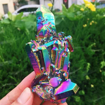

Rare and beautiful seven-color flame halo quartz crystal cluster specimen pineapple cluster crystal color super beautiful