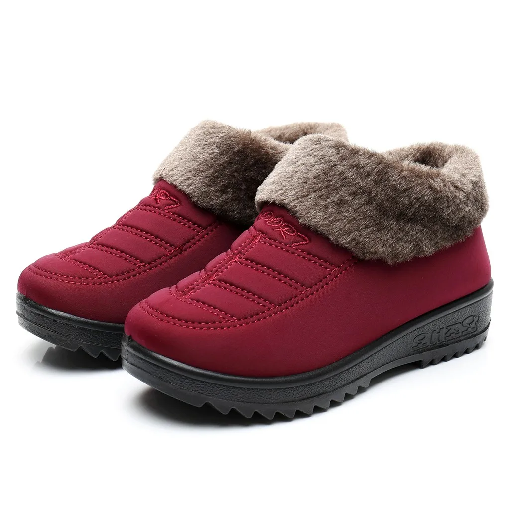 

Women's Plush Snow Boots Faux Fur Ankle Boots Winter Warm Short Boot Fashion Female Low Heel Platform Casual Shoes Slip-On Botas