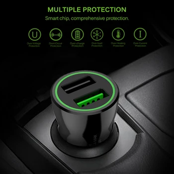 

Onever Car Charger QC3.0 USB Phone Charger Fast Charge Car Adapter Dual USB for Xiaomi iPhone New