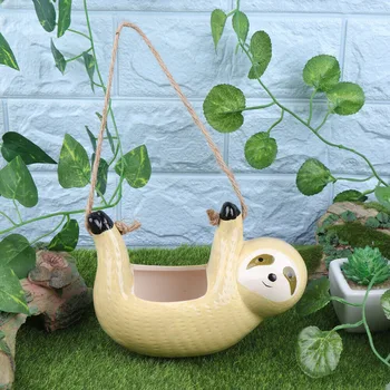 

Hanging Sloth Shaped Planter Garden Ceramic Flower Pot Succulent Plant Container Home LXY9