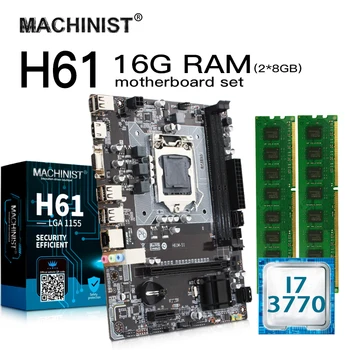 

H61 LGA 1155 desktop motherboard set kit H61M-S1 with Intel I7 3770 LGA1155 CPU 16G(2*8G) DDR3 RAM Mico-ATX Integrated Graphics