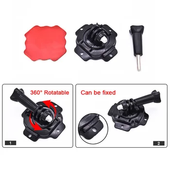 

360 Degree Rotating Helmet Bracket Curve Mount Holder + Adhesive Paste Sticker And Long Screw For GoPro Hero 7 6 5 4 3