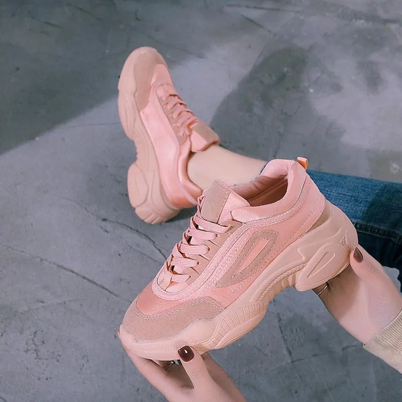 

NEW Women Chunky Sneakers Platform Spring Shoes Woman Casual Footwear Female Pink Sneaker dames Dad Shoes trainers basket femme