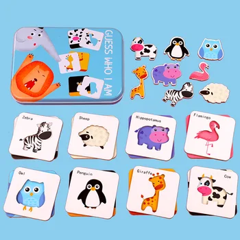 

Guess-Who-I-Am Pairing Puzzle Children's Early Education Cognitive Toy Animal Traffic Matching Puzzle for Kids 3 Years