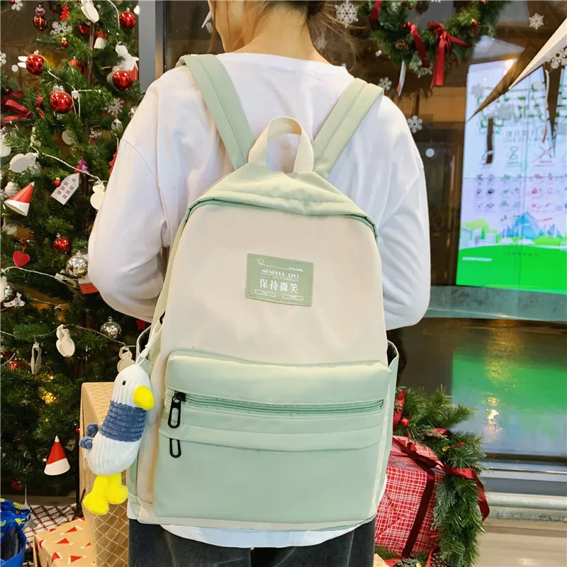 

Contrast Color Korean-style Backpack 2020 New Style Large Capacity Waterproof Wear-Resistant School Bag Women's Men's High Schoo