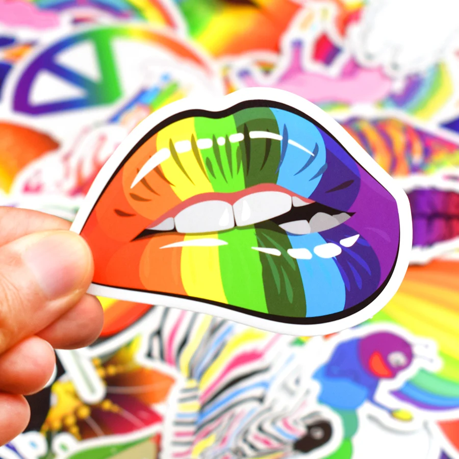 50 PCS PVC Fashion Rainbow Sticker Pack Colorful Animal Cute Graffiti Waterproof Stickers for Laptop Guitar 4