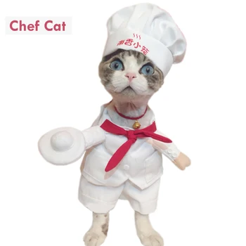 

Funny Pet Costumes Star Chef Cosplay Suit Chef Cat Apparel Halloween Christmas Outfit Clothes For Puppy Dog Costume for a cat