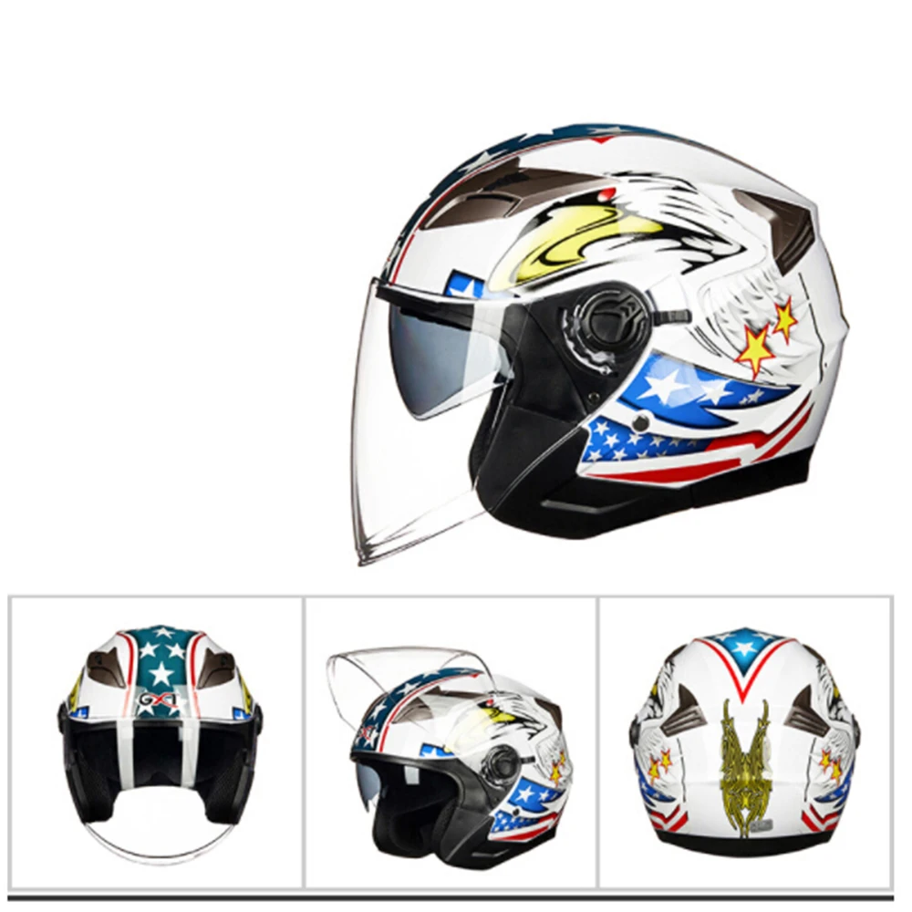 New arrival 1 PCS Motorhelm Half Gezicht ABS Motorhelm Elektrische Veiligheid Dubbele Lens Helm voor Vrouwen/Mannen
