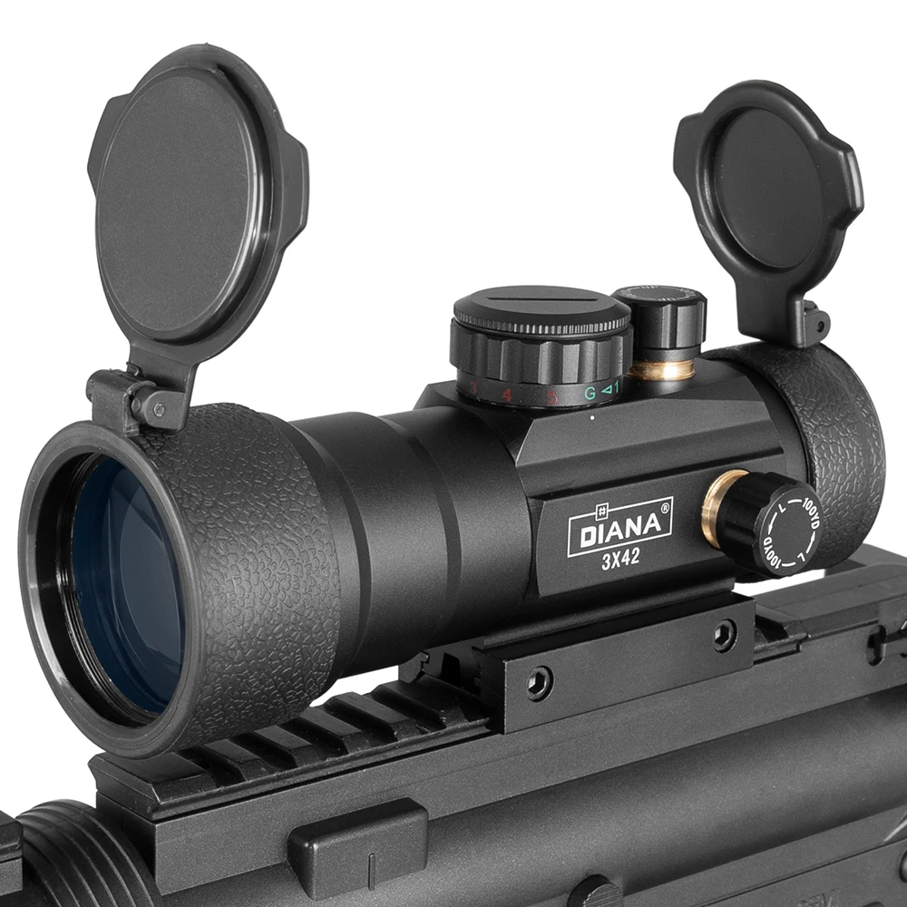 1X40 2X40 3X42 3X44RD Tactical Hunting Red Green Dot Sight Scope Optics Riflescope Fit 11/20mm Rail Collimator Sight DIANA red dot sight,holographic collimator