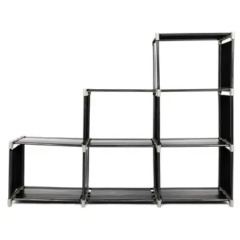 

1pc Multifunctional Assembled 3 Tiers 6 Compartments Storage Shelf Wardrobe Shoe Bags Garment Organizer