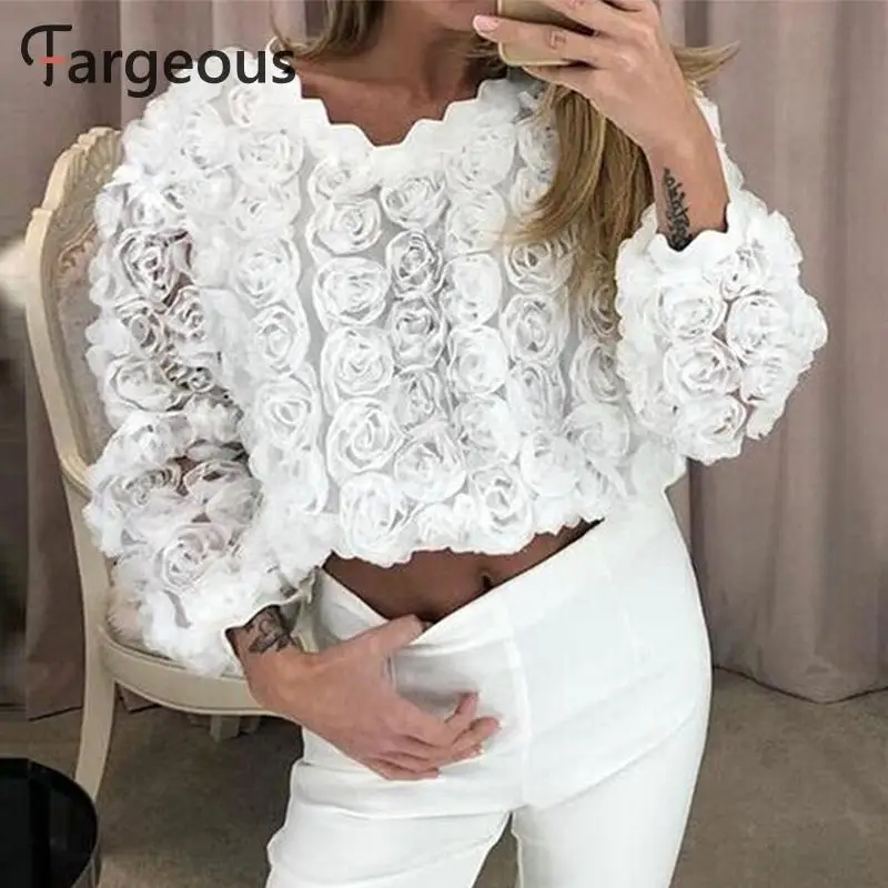Женская белая Сетчатая футболка с цветами модные кружевные топы