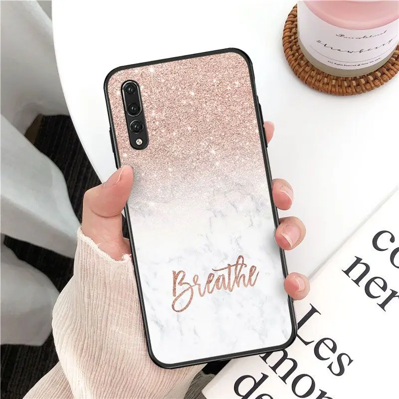 Gold Pink rose Glitter print