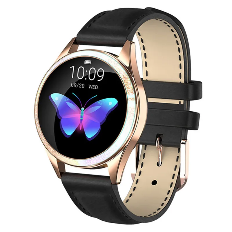 KW20 Смарт-часы для женщин IP68 Водонепроницаемый мониторинг сердечного ритма Bluetooth для Android IOS фитнес-Браслет Smartwatch - Цвет: Черный