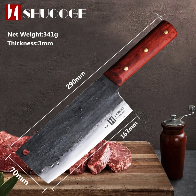 SHUOOGE нож высокого класса ручной работы Кованое лезвие из углеродистой стали кухонный нож китайский нож шеф-повара овощной нож кухонные ножи - Цвет: p-05