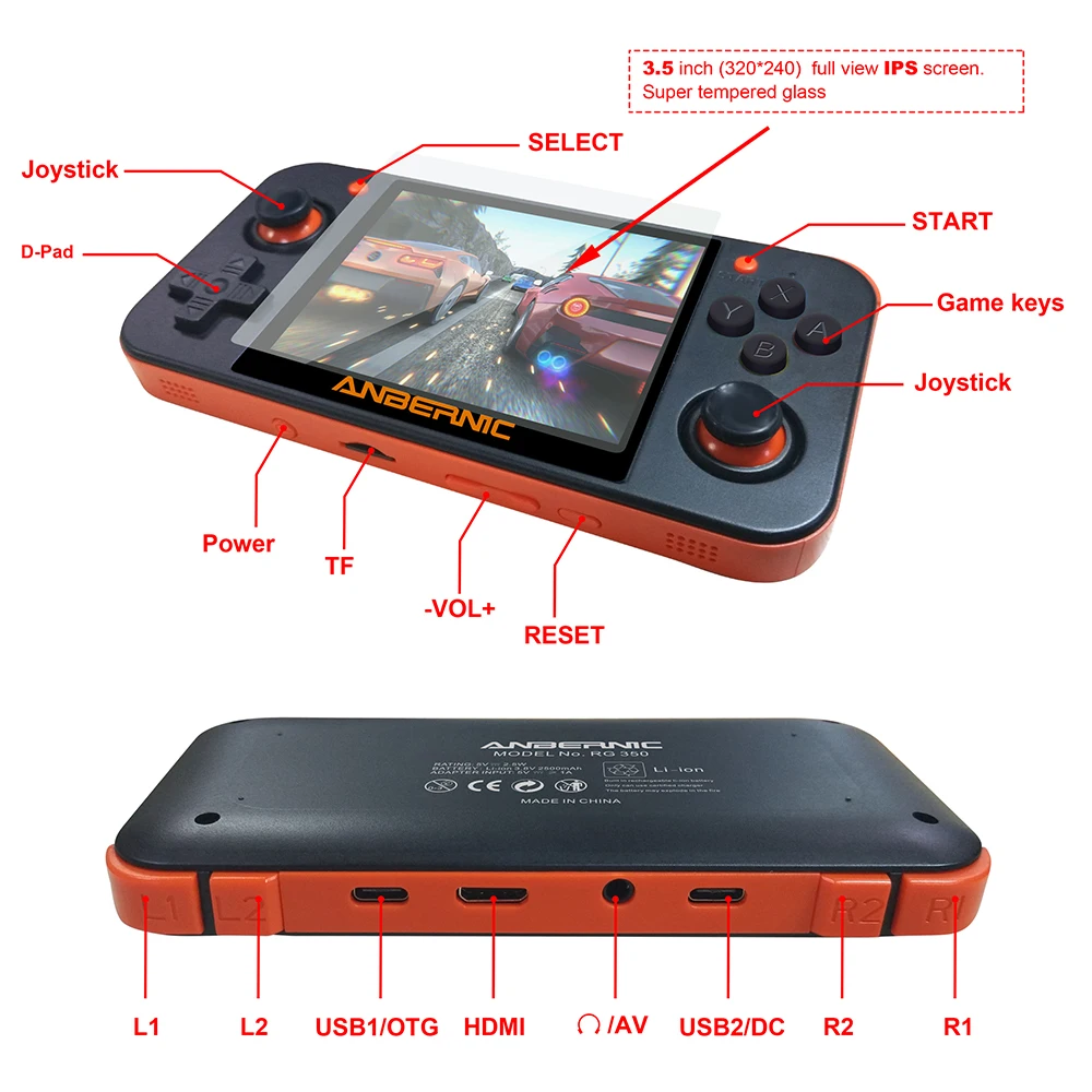 NEW ANBERNIC RG350 IPS Retro Games 350 Video games Upgrade game console ps1 game 64bit opendingux 3.5 inch 28000+ games rg350