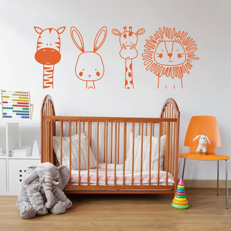 Cartoon Zebra Rabbit Giraffe Lion Animal Wall Sticker Laptop Car Kids Room Zoo Animal Jungle Wall Decal Bedroom Vinyl Decor (3)