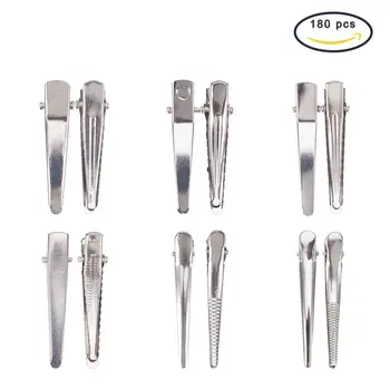 

180 Pcs Iron DIY Alligator Teeth Prongs Hair Clips Clamps Holders for Crafts