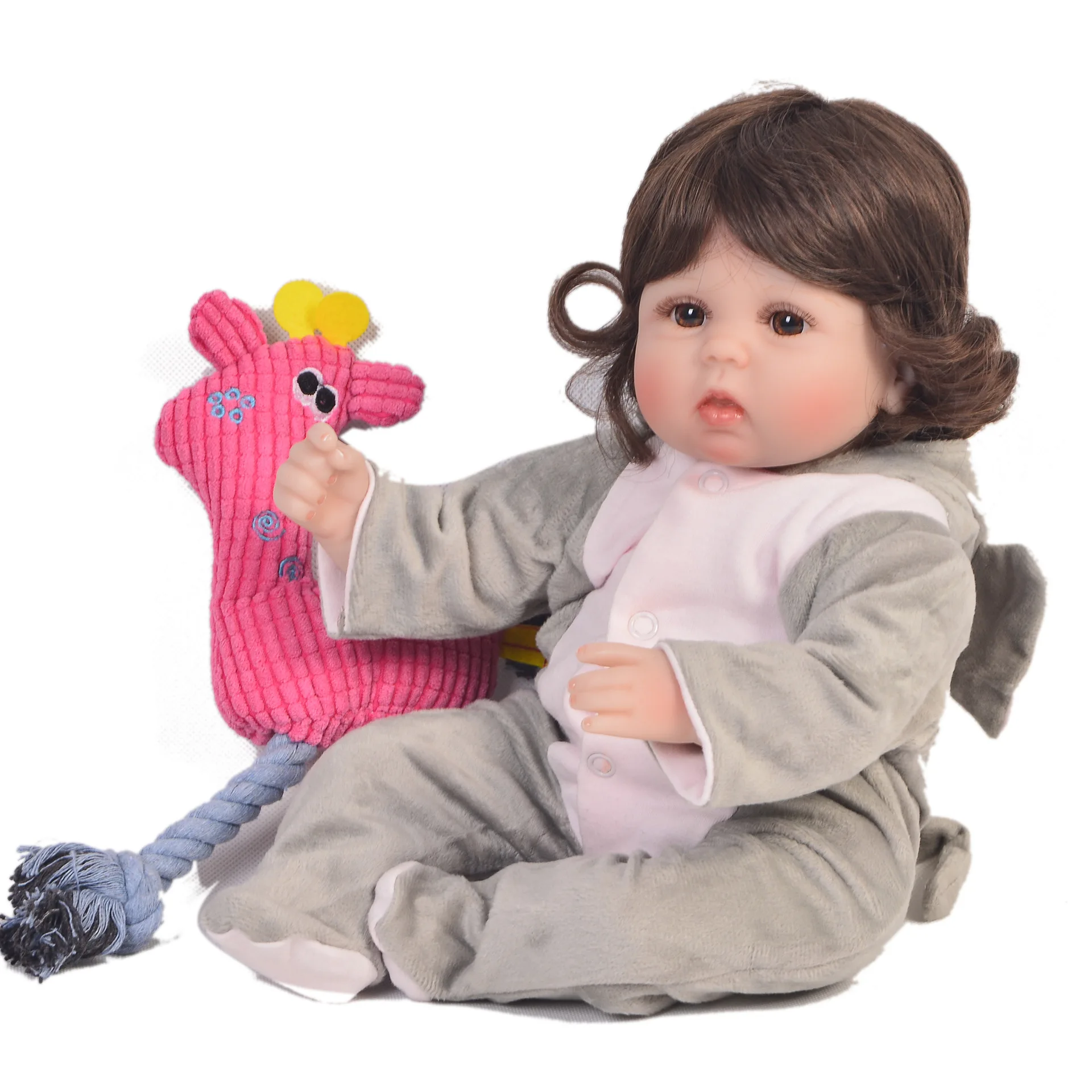 

Keiumi Curly Hair Reborn Baby Doll 17-Inch Cloth Body Model Infant Hot Selling