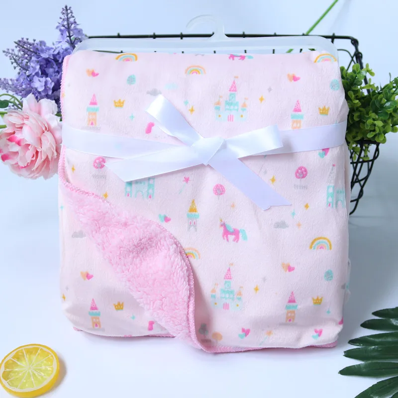 Fleece Blanket Swaddle Blanket Baby Blankets Thicken Double Layer Cartoon Fleece Infant Swaddle Bebe Envelope Stroller Wrap Newborn Baby Bedding Blanket